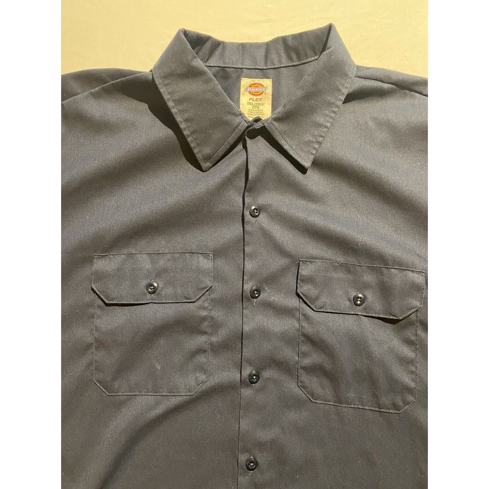 Dickies Flex Men's Size 2XLT Navy Blue Short Sleeve Work Shirt Mechanics Durable